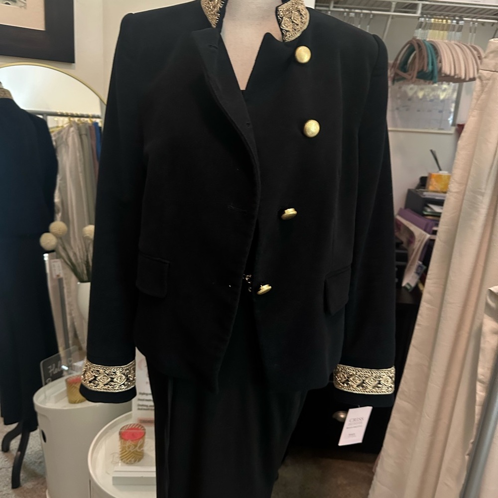 Zara Black Blazer with Gold Details
